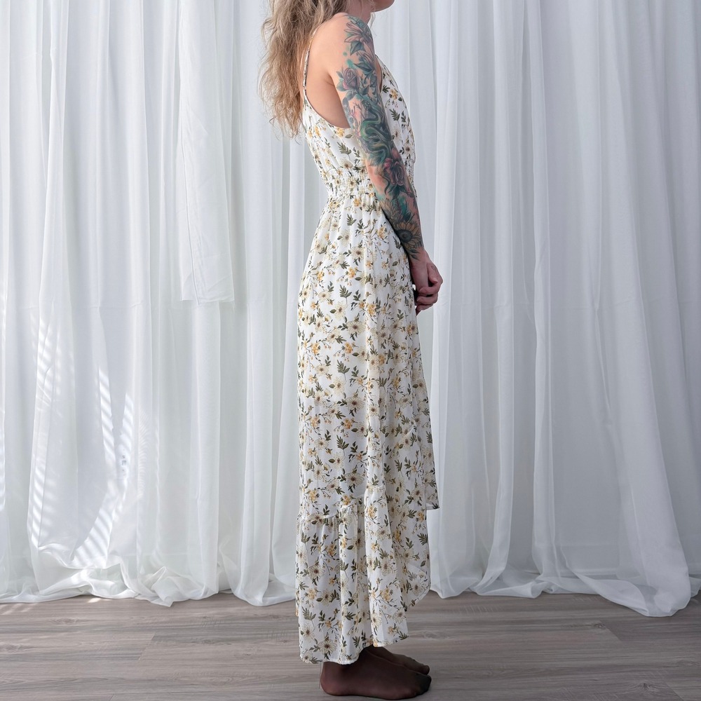 Liberty Love Cream Floral‎ High Low Midi Dress Large - Picture 3 of 5
